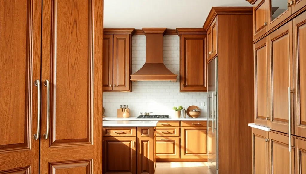 Cabinet Refacing Clearwater FL showcased in a beautifully transformed kitchen with rich wood finishes.