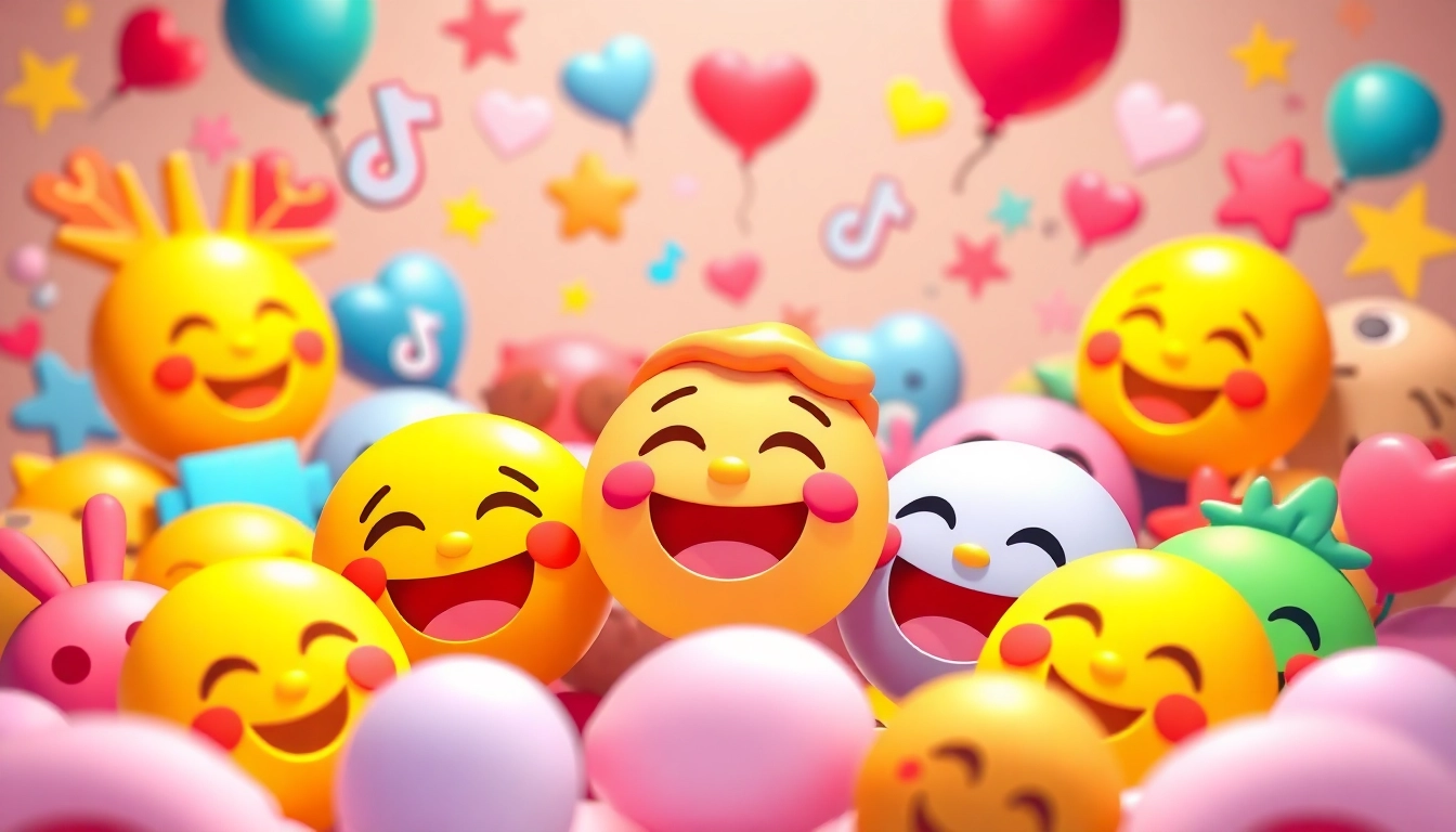 Showcasing vibrant tiktok emojis expressing creativity and fun in a lively illustration. related image