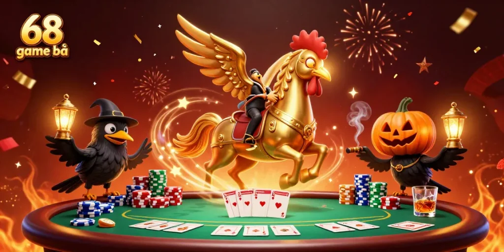 Experience thrilling gameplay with 68 game bài as you engage in animated poker action surrounded by vibrant casino energy.